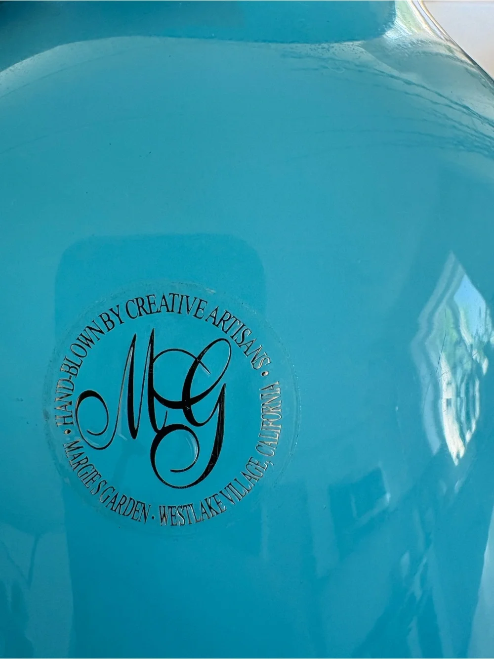Margie's Garden Hand Blown Blue Vase